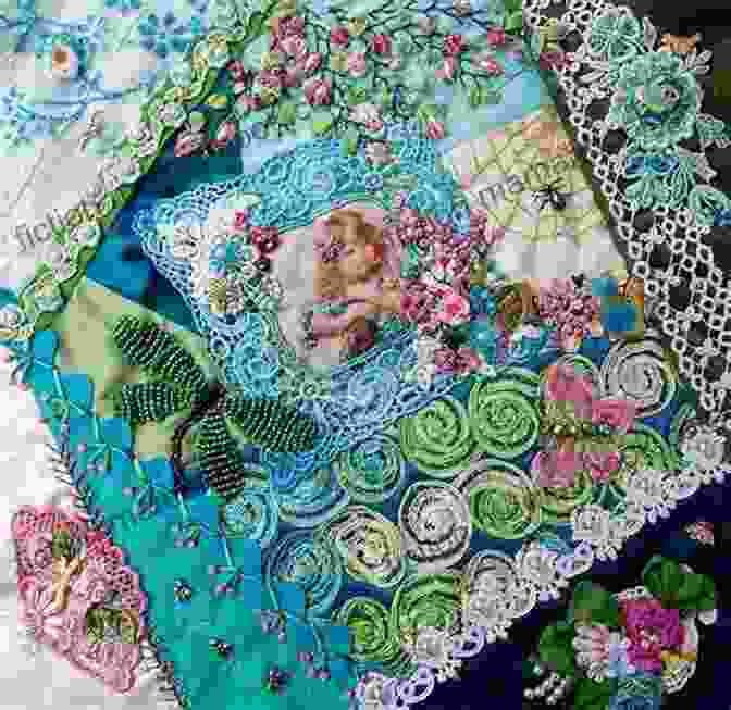 Crazy Quilt With Intricate Embroidered Stitches Big Of Crazy Quilt Stitches
