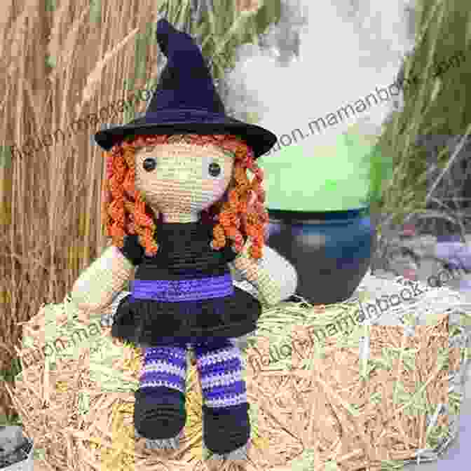 Image Of An Amigurumi Boo Wearing A Witch's Hat, Crocheted In Black And Purple Yarn, With A Friendly Smile And Twinkling Eyes. Cute Ghosts Crochet Guide: Amigurumi Boo Tutorials For Halloween: Boo Crochet Ideas