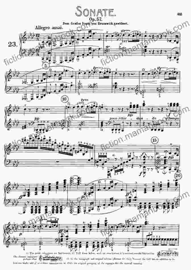 Musical Score Of Beethoven's Piano Sonata No. 12, Op. 57, Second Movement (Andante Con Moto) Piano Sonata In B Minor Op 1